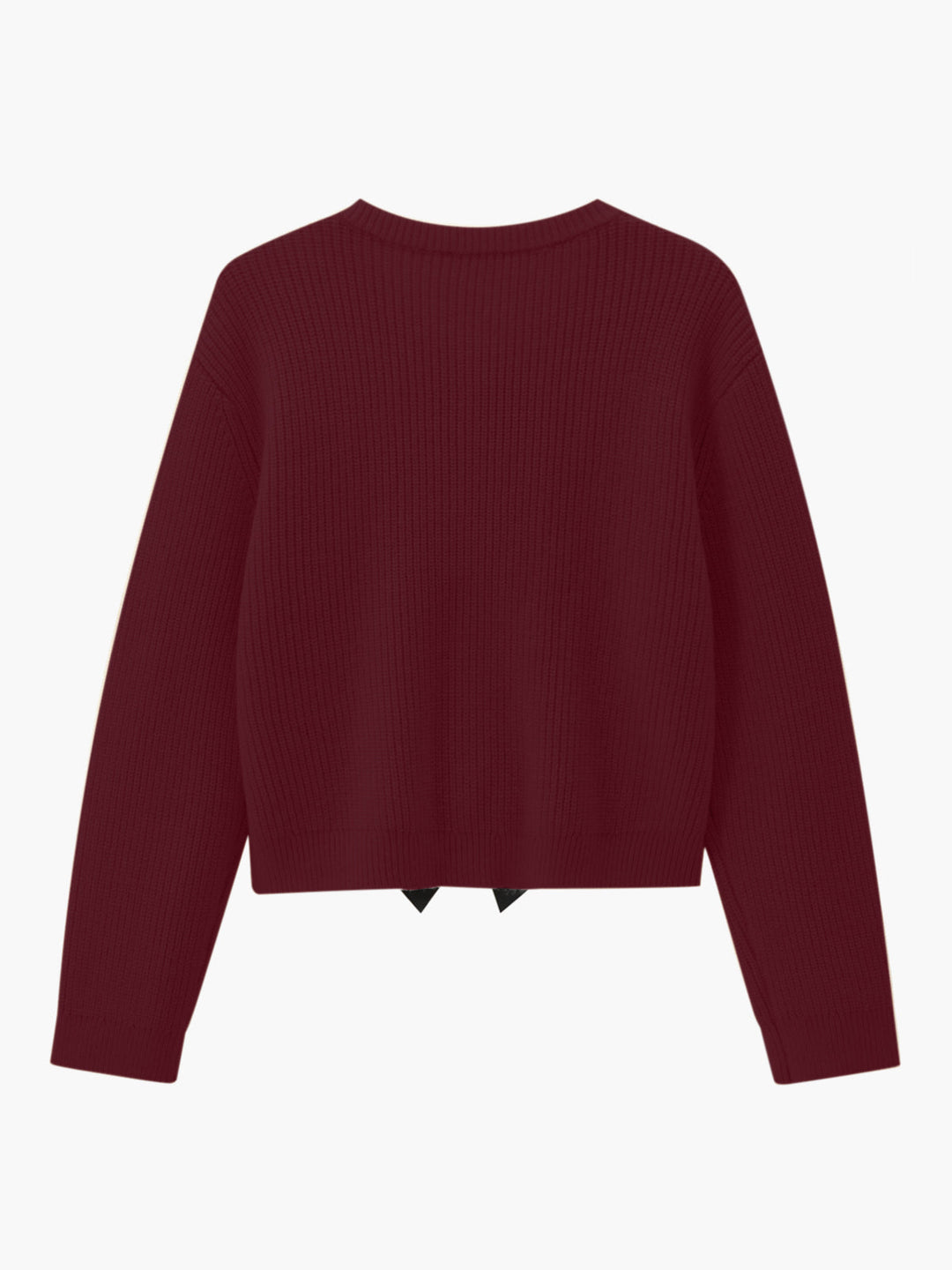 Bordeauxroter Strickpullover Damen, langärmelig, gerippt, modisch, bequem, Herbstmode.