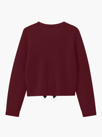 Bordeauxroter Strickpullover Damen, langärmelig, gerippt, modisch, bequem, Herbstmode.