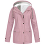 Rosa Damen-Regenjacke mit Kapuze, wasserdicht, Fleece-Innenfutter, Outdoor-Bekleidung.