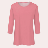 Rosa Damen-Shirt mit 3/4-Ärmeln, Baumwolle, lässig, bequem, modisch, Oberteil.