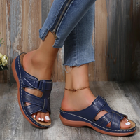 Damen Sandalen Blau, Leder, Komfort, Sommer, Freizeit, rutschfest, modisch, bequem, elegant