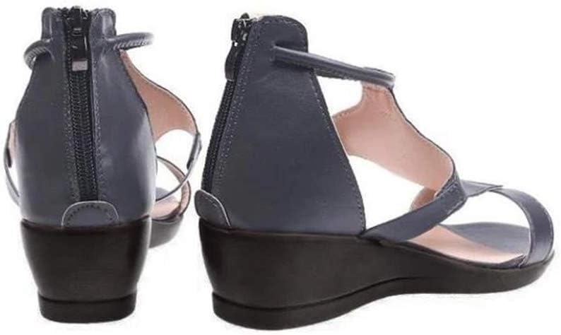 Damen Sandalen Keilsandaletten, blau, Leder, Reißverschluss, Sommermode, bequem, elegant.