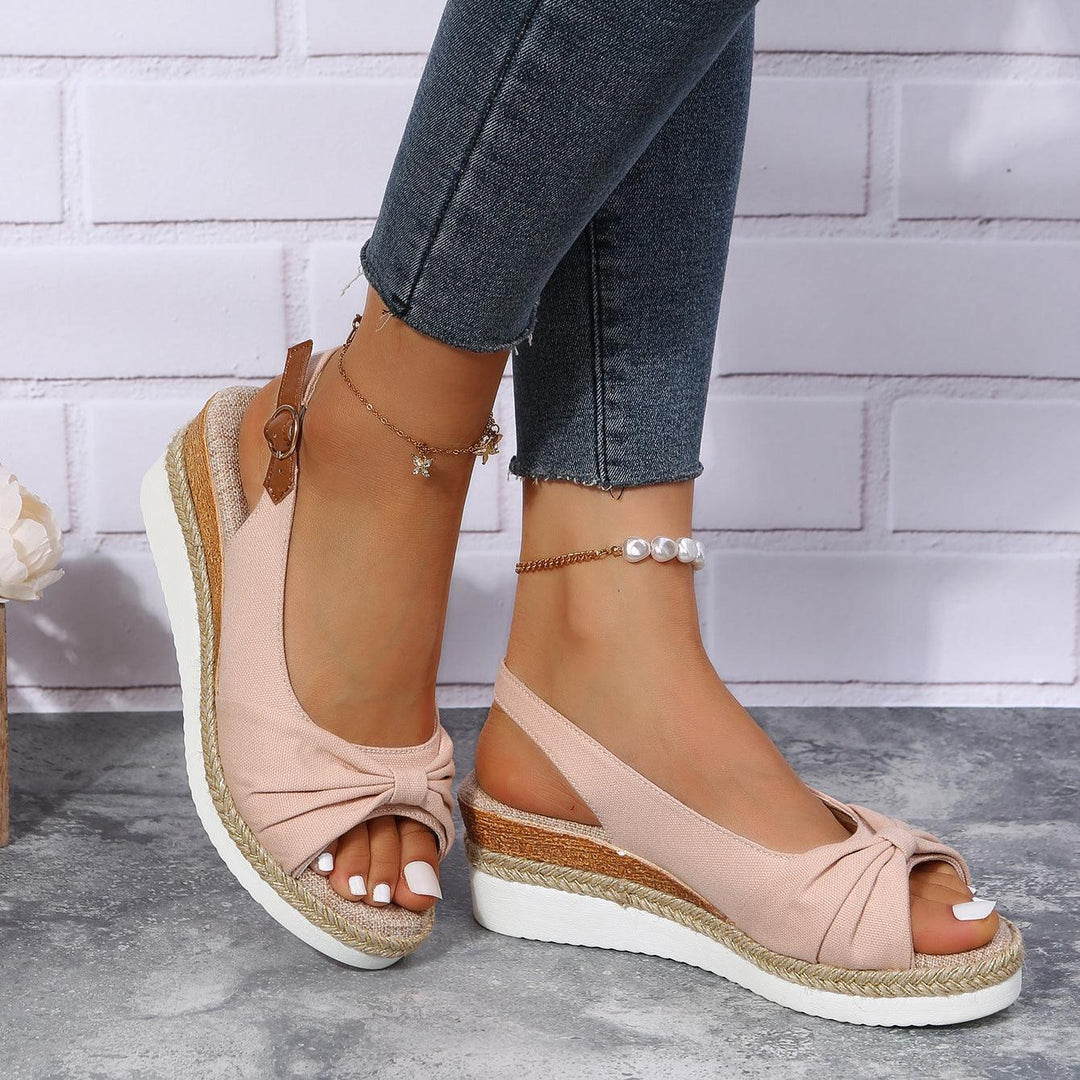 Damen Sandalen Rosa Keilabsatz, bequem, Sommermode, Freizeit, elegantes Design, Knöchelriemen.