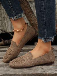 Damen Mokassins beige Strick, lässig, bequem, flach, modisch, für Frühling und Sommer.