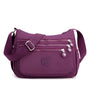 Lila Umhängetasche Damen, Nylon, mehrere Reißverschlüsse, verstellbarer Schultergurt