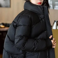 Schwarze Daunenjacke Damen, warm, modisch, Winterbekleidung, gesteppte Jacke, Outdoor.