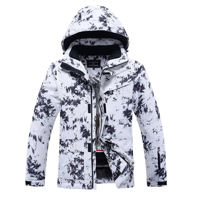 Damen Skijacke, weiß-schwarz, winddicht, wasserdicht, Wintermode, Snowboardbekleidung.