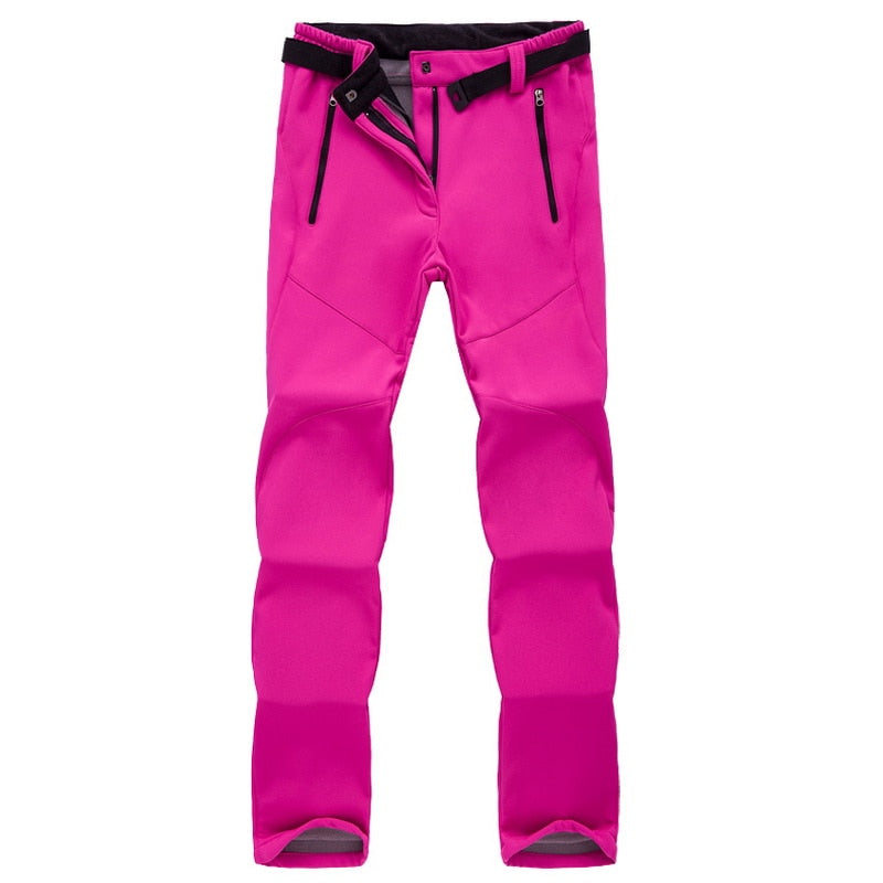 Damen Skihose pink, wasserdicht, winddicht, Reißverschlusstaschen, Outdoor-Winterbekleidung.