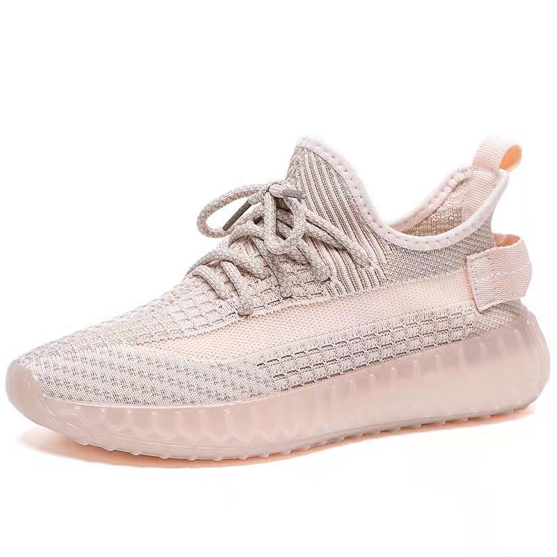 Beiger Sneaker, gestricktes Obermaterial, Gummisohle, modisch, bequem, für Damen und Herren.