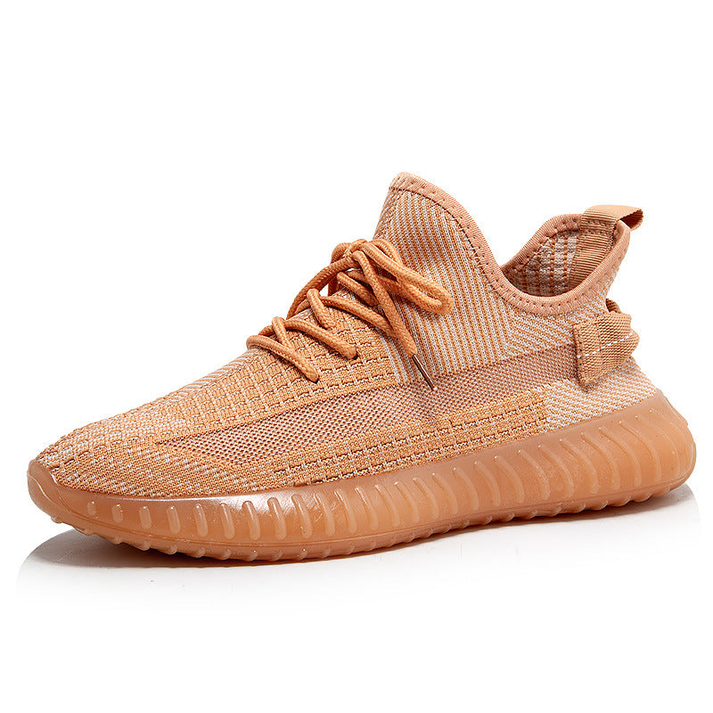 Beiger Sneaker, atmungsaktiv, Strickmaterial, sportlich, modisch, rutschfeste Sohle, Unisex.