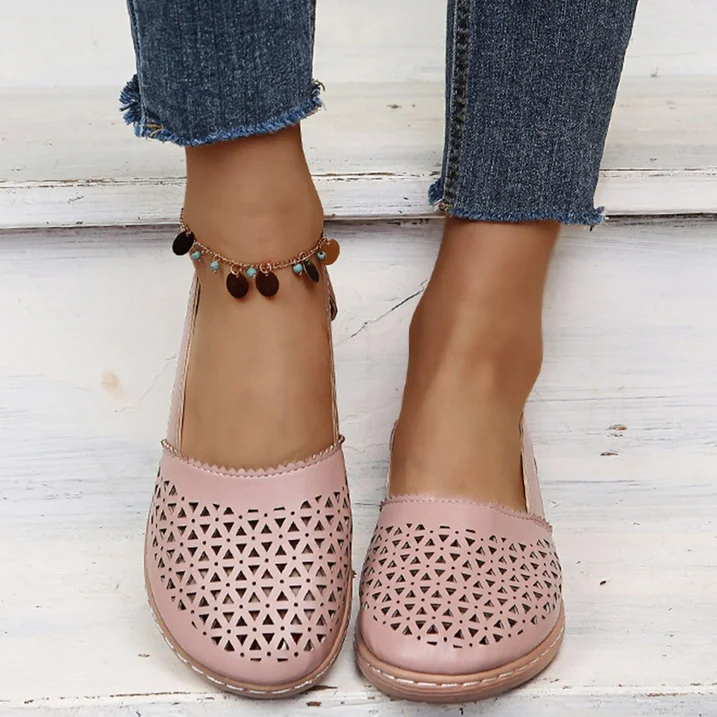 Damen Loafers rosa, perforiert, bequem, lässig, Lederoptik, modisch, ideal für Frühling/Sommer.