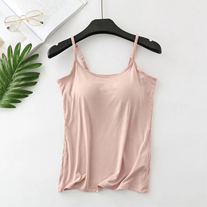 Damen Top Spaghettiträger Rosa, Sommermode, Baumwolle, lässig, elegant, ärmellos, bequem