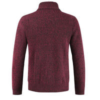 Roter Strickpullover Herren, Rückansicht, warm, modisch, Winterkleidung, Baumwollmischung.