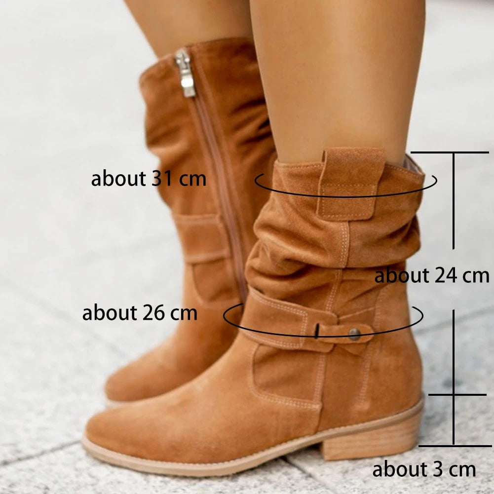 Damen Wildleder Stiefeletten, braun, mit Reißverschluss, modisch, bequem, Herbstschuhe.