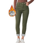 Damen Thermojeans, olivgrün, gefüttert, warm, modisch, Winterkleidung, hohe Taille.