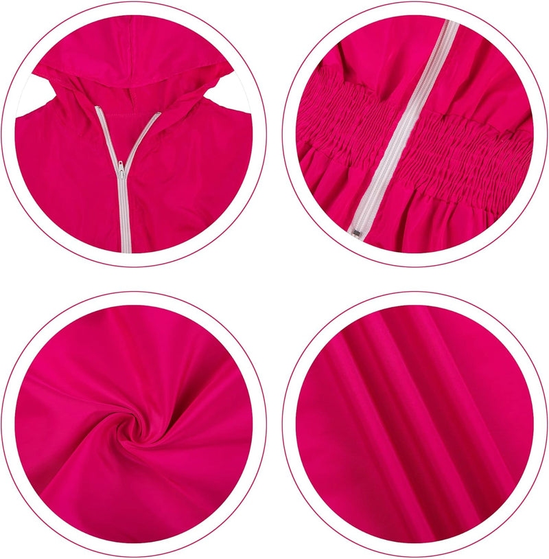 Damen Regenjacke pink, wasserdicht, Kapuze, Reißverschluss, Outdoor-Bekleidung.