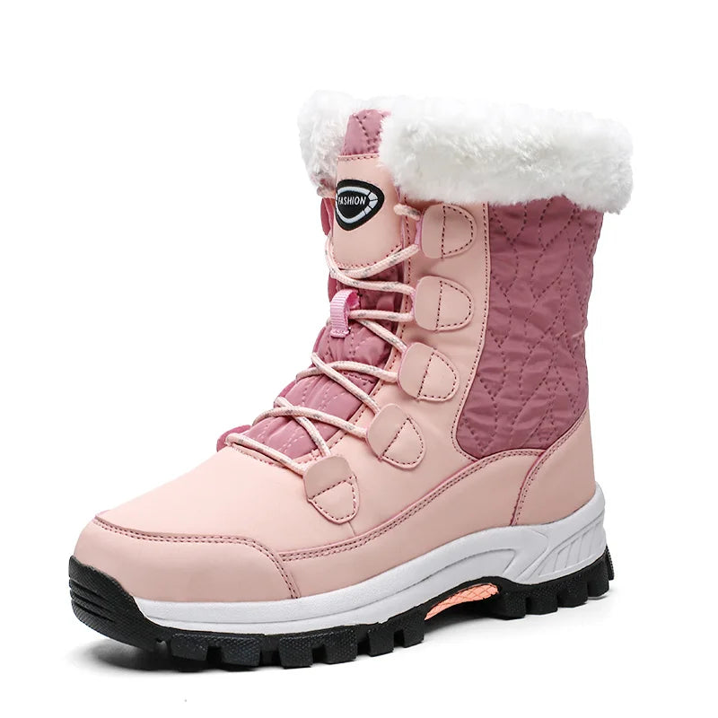 Damen Winterstiefel rosa, mittelhoch, gefüttert, rutschfest, warm, Schneestiefel.