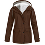 Braune Damenjacke mit Kapuze, wasserdicht, Fleece-Innenfutter, Outdoor-Bekleidung.