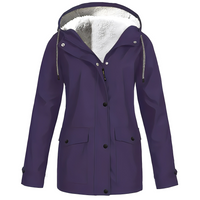 Damen Winterjacke lila, wasserdicht, mit Kapuze und Fleece-Futter, warm und stilvoll.