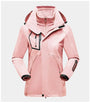 Damen Skijacke rosa, wasserdicht, winddicht, mit Kapuze, Reißverschluss, Outdoor-Winterjacke.