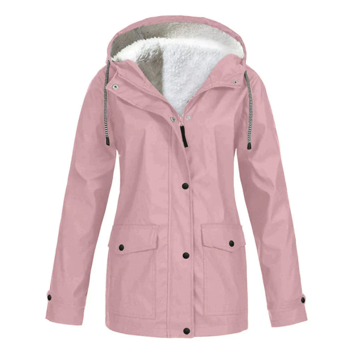 Damen Winterjacke rosa, gefüttert, Kapuze, Taschen, warm, modisch, Outdoor-Bekleidung.