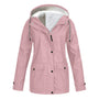 Damen Winterjacke rosa, gefüttert, Kapuze, Taschen, warm, modisch, Outdoor-Bekleidung.