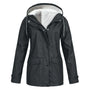Damen Winterjacke schwarz, gefüttert, Kapuze, warm, wasserdicht, Outdoor-Bekleidung.