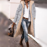 Damen Wintermantel grau, gefüttert, modisch, warm, lässig, mit Kapuze, für kalte Tage.