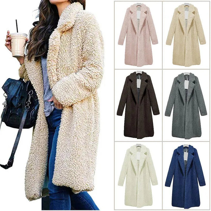 Damen Teddyfellmantel, beige, Wintermode, warm, stilvoll, verschiedene Farben, Luca Norelli.