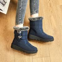 Damen Winterstiefel blau, gefüttert, rutschfest, warm, modisch, für kalte Tage, Outdoor.