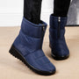 Blaue Winterstiefel mit Reißverschluss, rutschfeste Sohle, warm gefüttert, Damenmode.