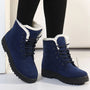 Blaue Damen-Winterstiefel mit Fellfutter, koreanischer Stil, rutschfeste Sohle, 2023.