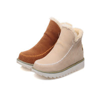 Damen Winterstiefel, braun und beige, Wildleder, gefüttert, rutschfeste Sohle, modisch, warm.