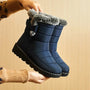 Damen Winterstiefel, wasserdicht, Kunstfell, blau, Plattform, 2023, Schneestiefel.