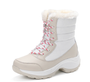 Damen Winterstiefel beige, weiß, Kunstfell, Schnürung, rutschfeste Sohle, warm, wasserdicht.