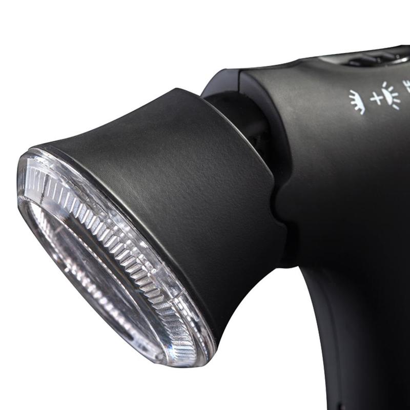 Schwarzer Handdampfer für Kleidung, tragbar, leistungsstark, mit transparentem Wassertank.