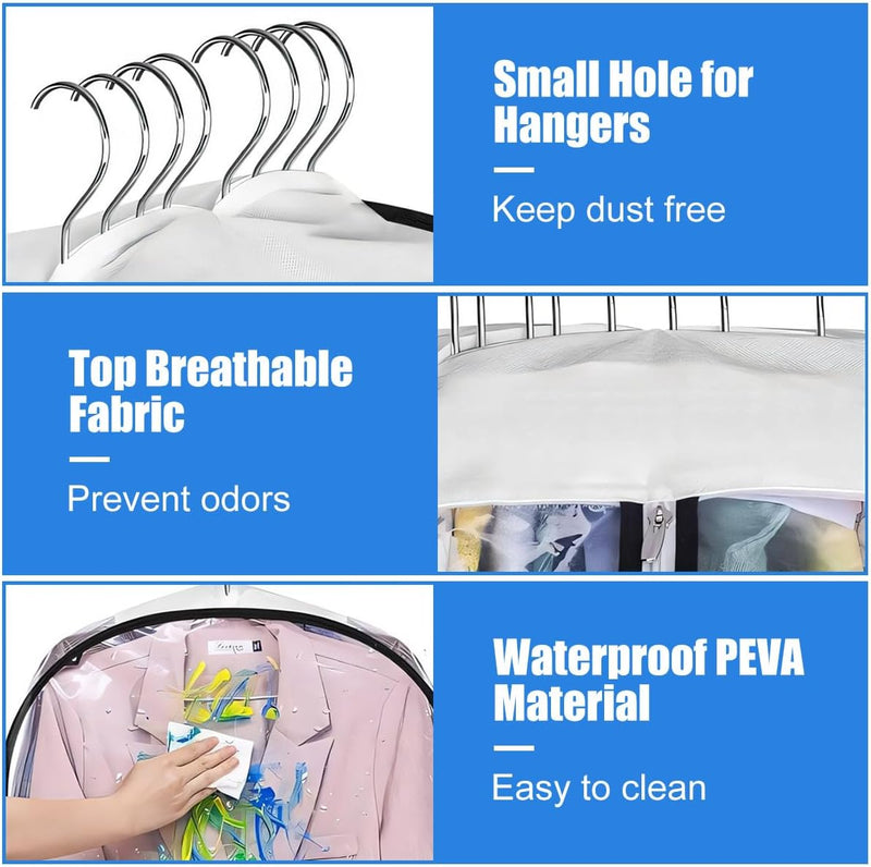 Klare Kleiderschutzhüllen mit Seitenfalten – 3er-Pack Aufbewahrungstaschen mit Seitenreißverschluss (Kaufe 1, erhalte 1 GRATIS)