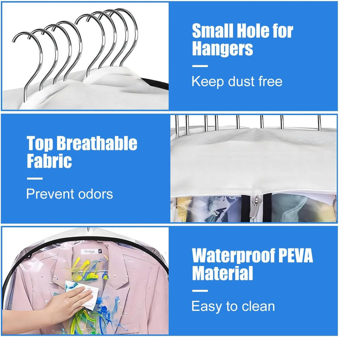 Klare Kleiderschutzhüllen mit Seitenfalten – 3er-Pack Aufbewahrungstaschen mit Seitenreißverschluss (Kaufe 1, erhalte 1 GRATIS)