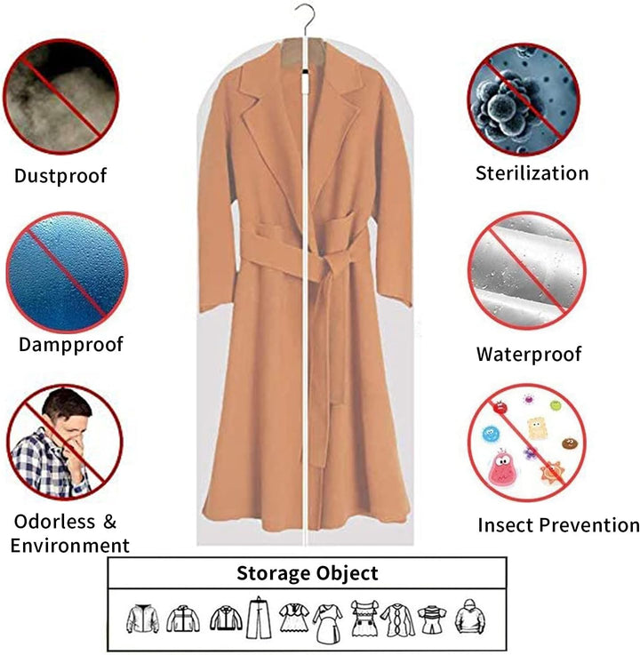 Klare PEVA-Kleideraufbewahrungstaschen – 12er-Pack Staubdichte Kleiderschützer – 2 zum Preis von 1