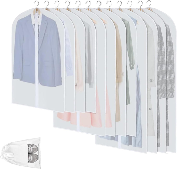 Klare PEVA-Kleideraufbewahrungstaschen – 12er-Pack Staubdichte Kleiderschützer – 2 zum Preis von 1