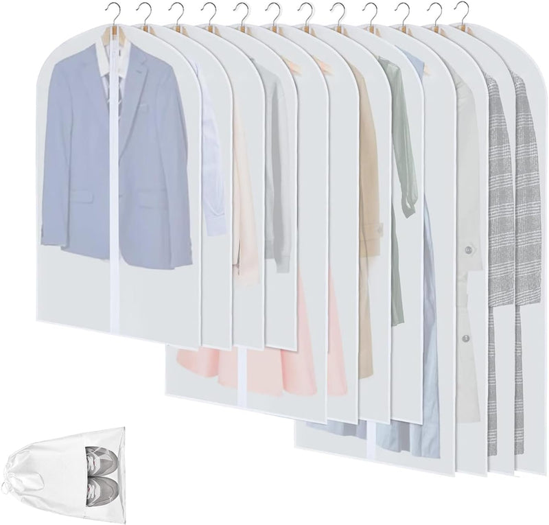 Klare PEVA-Kleideraufbewahrungstaschen – 12er-Pack Staubdichte Kleiderschützer – 2 zum Preis von 1