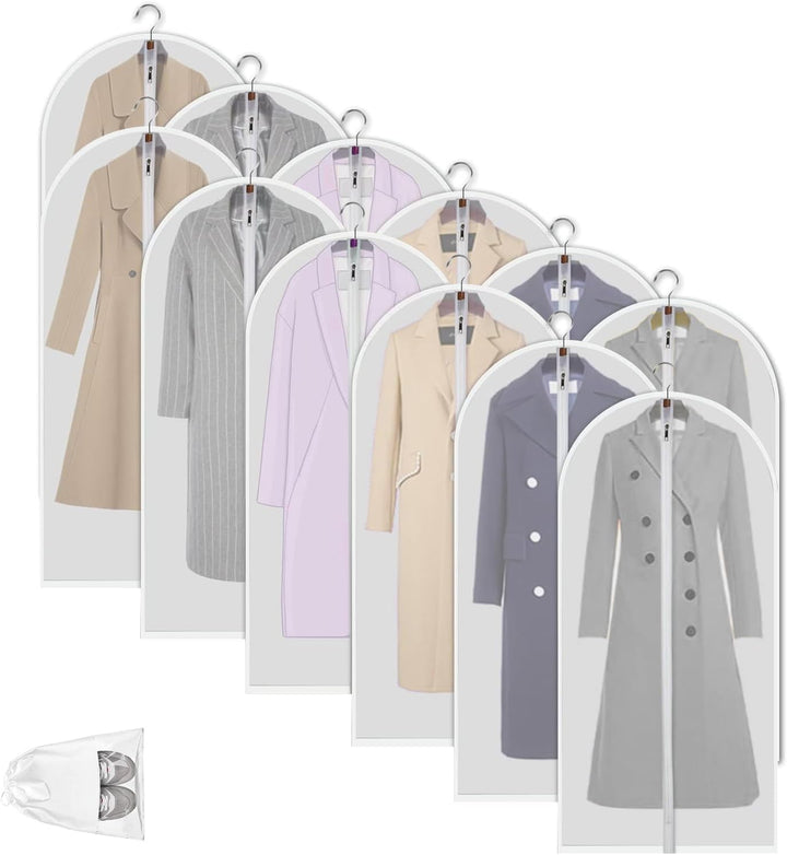 Klare PEVA-Kleideraufbewahrungstaschen – 12er-Pack Staubdichte Kleiderschützer – 2 zum Preis von 1