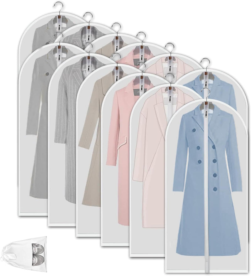 Klare PEVA-Kleideraufbewahrungstaschen – 12er-Pack Staubdichte Kleiderschützer – 2 zum Preis von 1