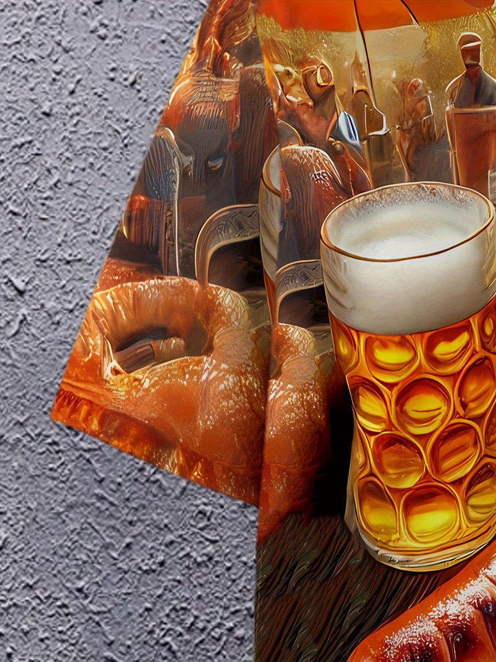 Herren Kurzarm T-Shirt mit BBQ- & Bier-Print – Karl Oktoberfest 2025