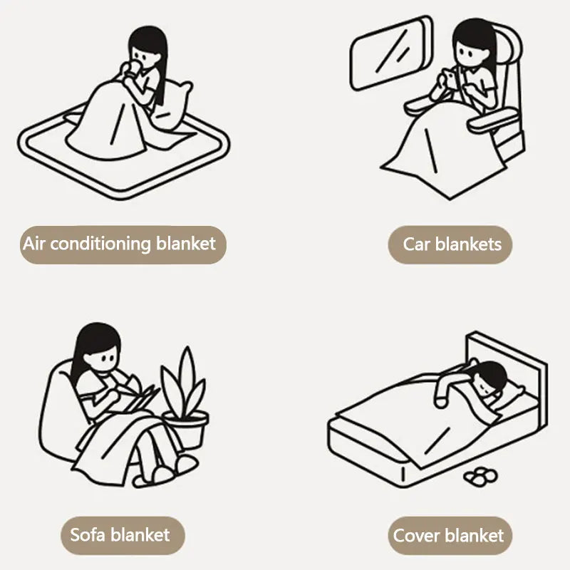 Illustration von vier Deckenarten: Klimaanlage, Auto, Sofa, Bett; schwarz-weiß, minimalistisch.