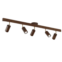 Braune Deckenleuchte mit fünf verstellbaren Strahlern, modernes Design, Innenbeleuchtung.