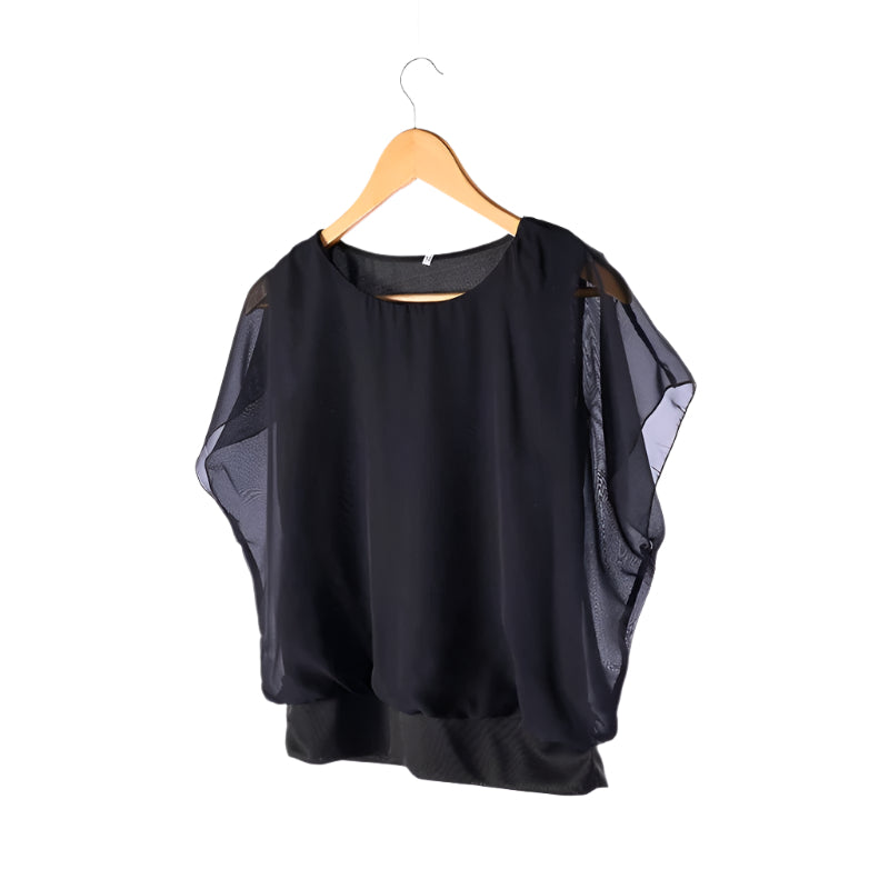 Damen Chiffon Bluse mit Rüschenärmeln – Ariana Herbstzauber