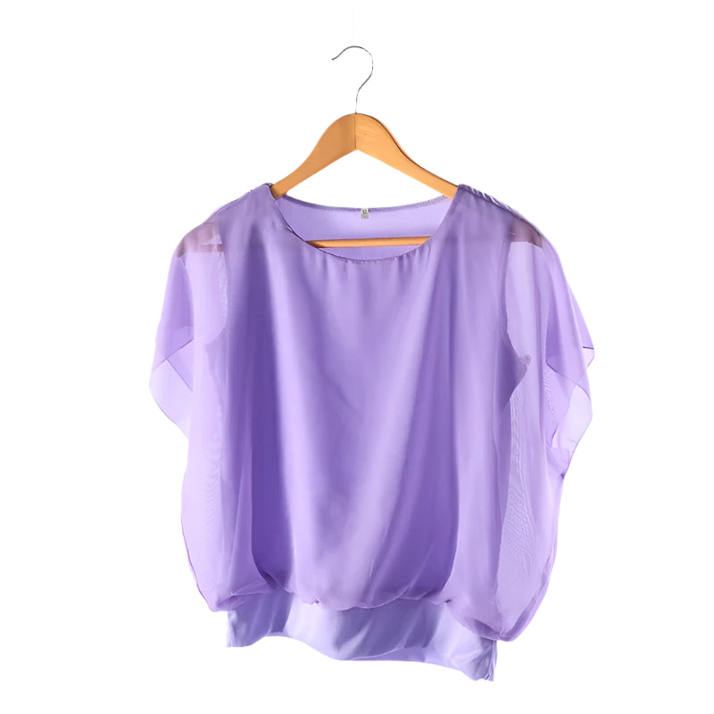 Damen Chiffon Bluse mit Rüschenärmeln – Ariana Herbstzauber