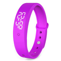 Lila LED-Armbanduhr, Silikon, digital, modisch, für Damen und Herren, Sportuhr.