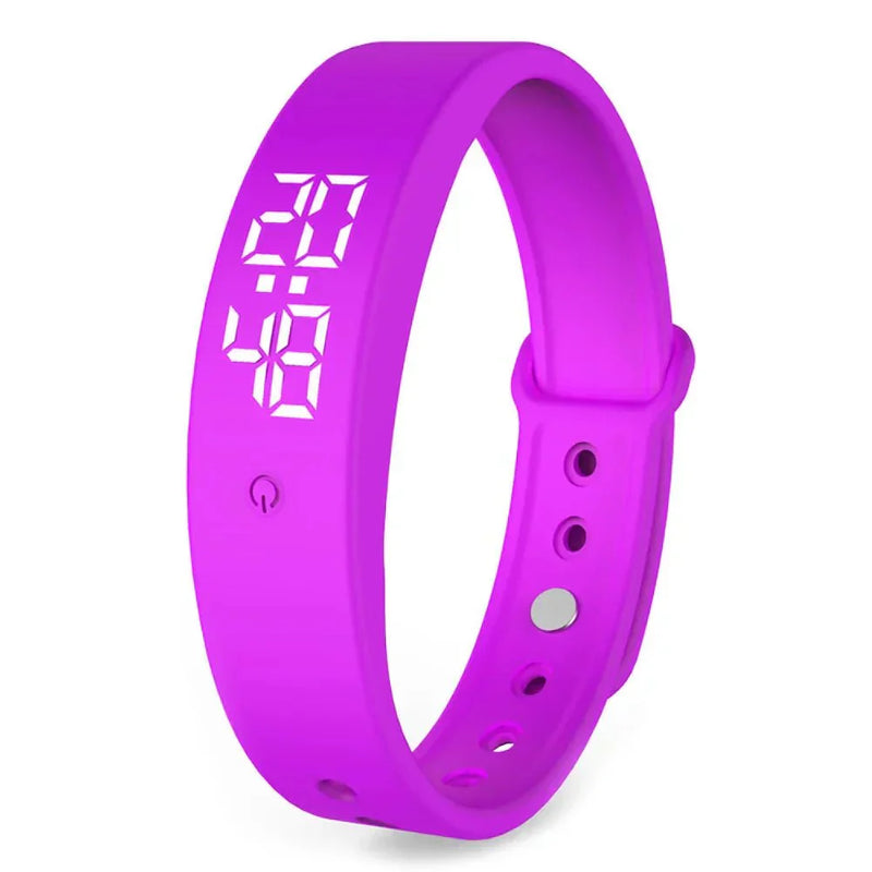 Lila LED-Armbanduhr, Silikon, digital, modisch, für Damen und Herren, Sportuhr.